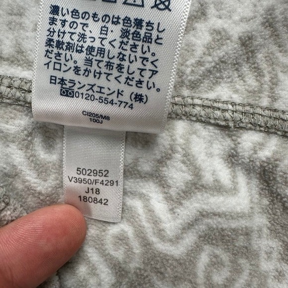 Lands End Women's Fleece Pullover Sweater Snowflake Pattern Gray White Small 6-8 - Picture 3 of 10